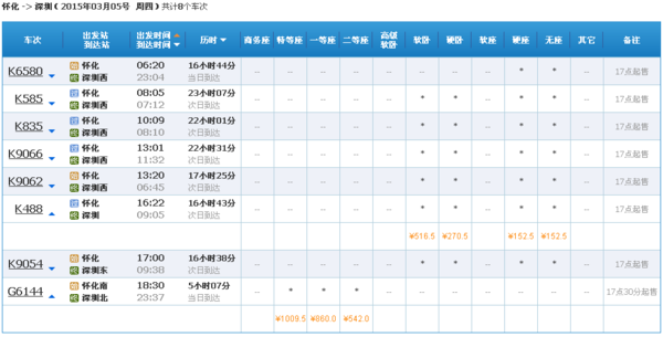 湖南怀化到深圳的高铁票每天什么时候放票