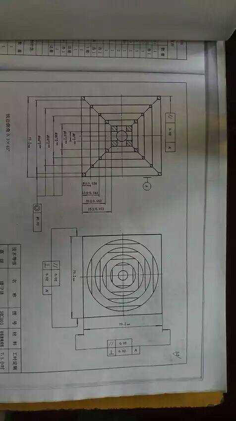 车工镂空四方体图纸图片