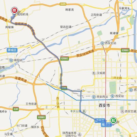 西安咸阳机场到雁塔广场有多远?
