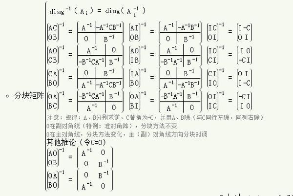 分块矩阵的逆矩阵怎么求