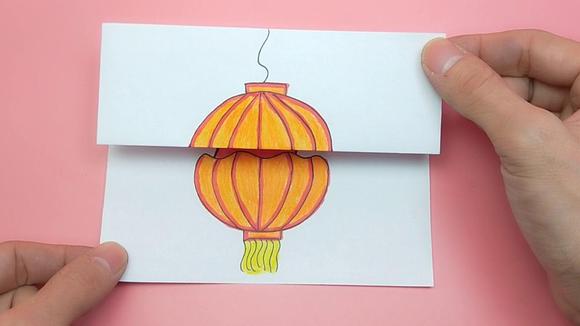 创意手绘新年 b>灯笼卡通 /b>画,用白纸画出可爱喜庆图画,手工diy b>