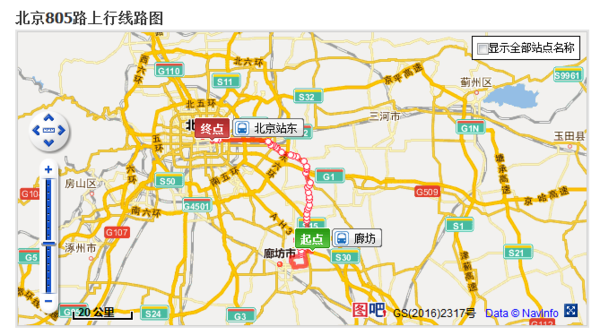 805路公交车路线图片