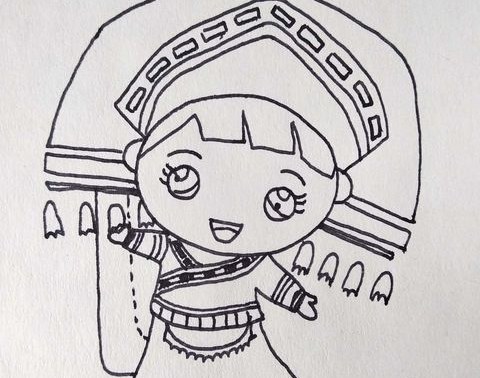 怎样画出苗族服装简笔画?