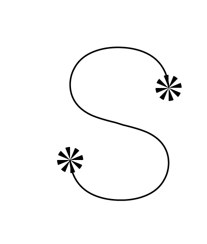 画一个s形路径,然后首尾各一个