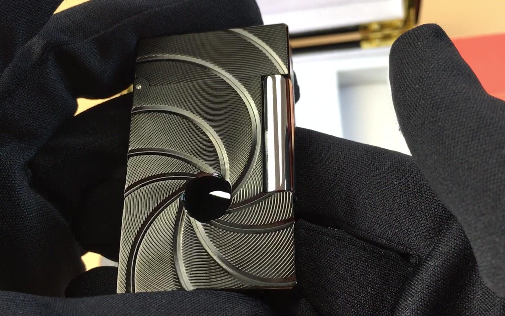 法国名牌stdudpont都彭朗声打火机缕空款007气体充气火机高档木盒