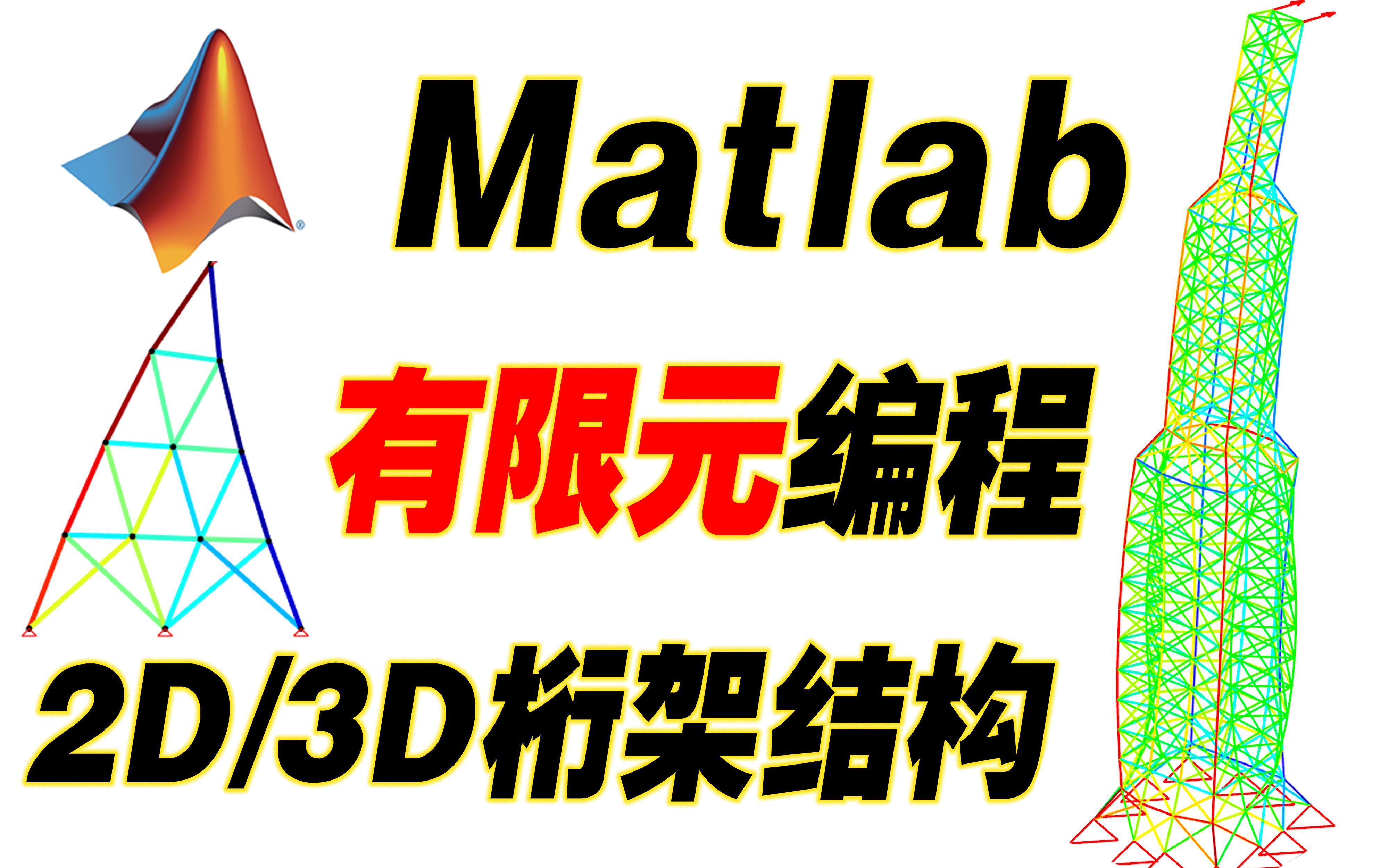 [图]桁架结构matlab有限元编程/平面桁架/空间桁架/2D/3D桁架/网架结构/坐标变化/乘大数法/truss/仿真/结构力学/数值计算/微分方程/力学/工业软件