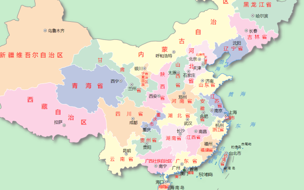 中国最东、最西、最南、最北四个省区的