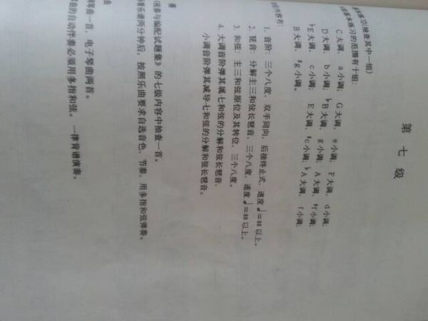 电子琴考级 第七级 C大调a小调G大调e小调音