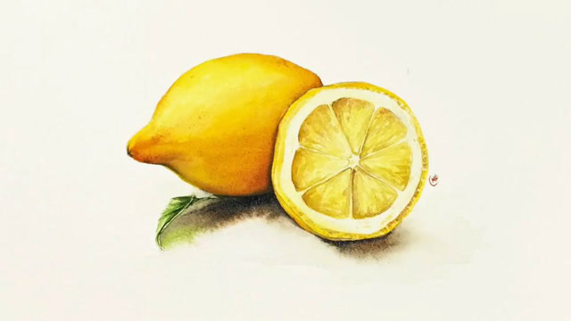 水彩3d绘画,如何用 水彩画出逼真的柠檬,色彩的层次感很重要