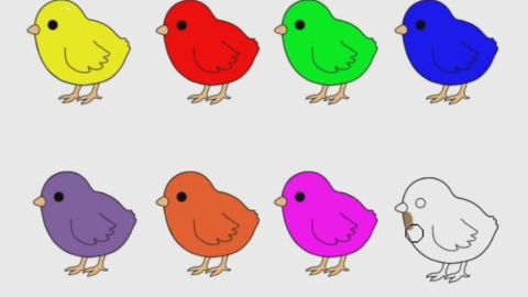 儿童简笔画:给 小鸡涂上七彩颜色
