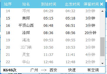 南阳到洛阳火车途径那里