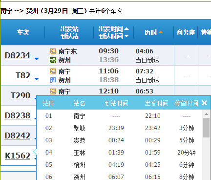 从南宁到贺州市k1562的火车会在哪些站停