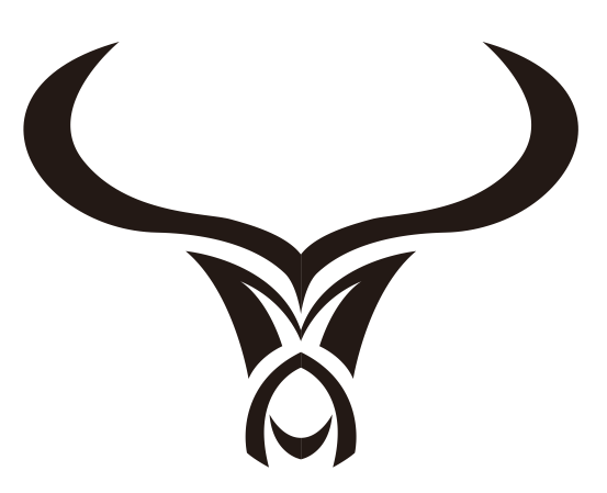 如图:牛头是由:y,m,a 做成的左右对称图形.