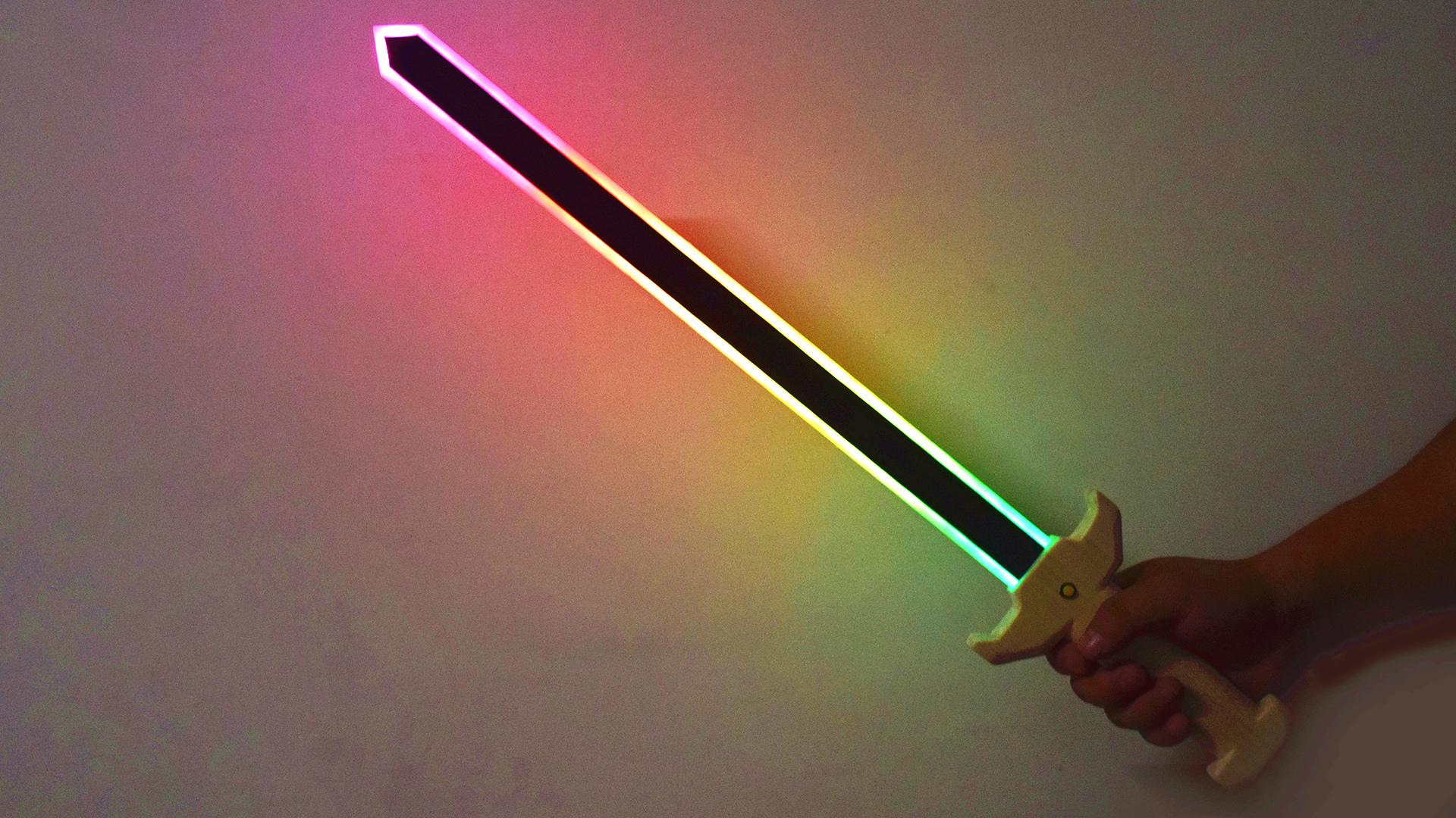 自制rgb幻彩 光剑 手工diy创意发光短剑模型彩色充电荧光棒