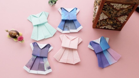折纸教程之森系小短裙,2分钟就能学会超简单,女生们都喜欢!