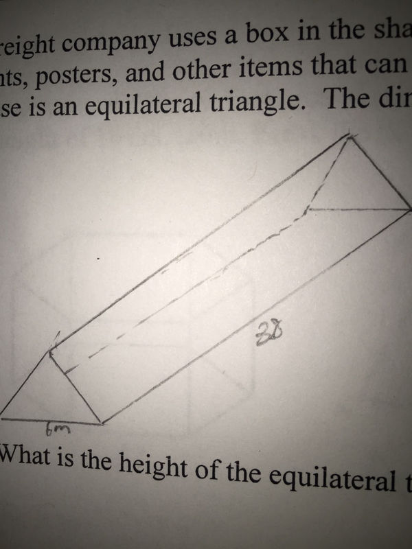 帮解答! 如图,1. 求三棱柱两边等边三角形的高。