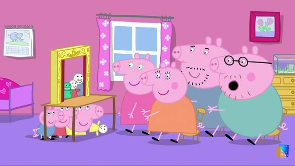 小猪佩奇英文版:春暖花开佩奇一家人到朋友家做客发生了有趣的事西瓜