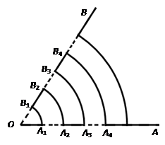 如图所示,∠AOB=1rad,点Al,A2,…在OA上,