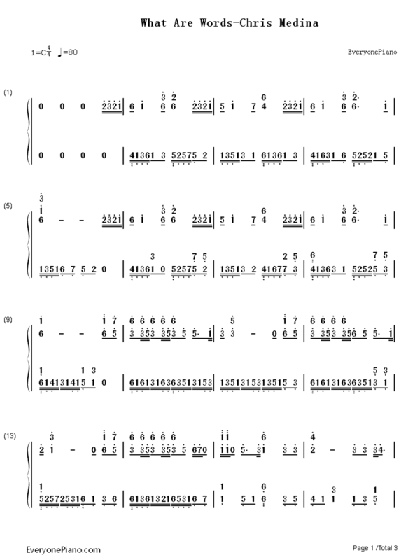 what are words钢琴谱 求