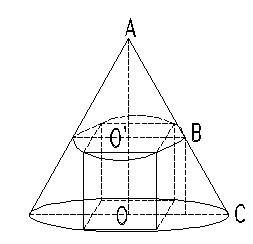 一個正方體內接於高為40cm,底面半徑為30cm的圓錐中,求正方體的稜長