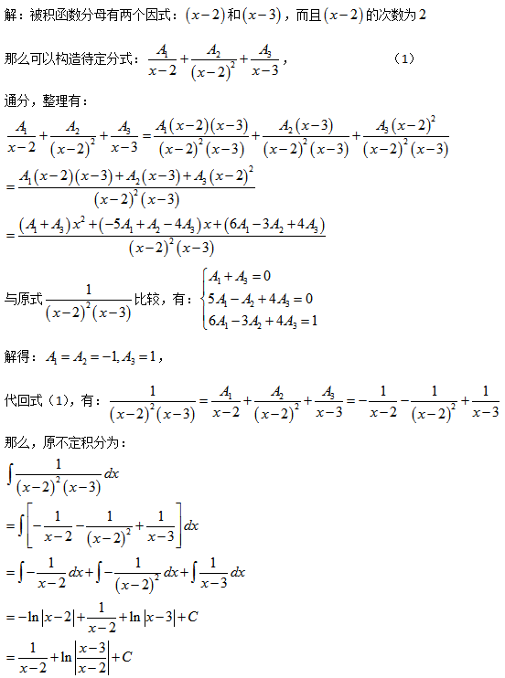 有理函數的不定積分