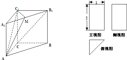 主視圖和側視圖是全等的矩形,俯視圖是等腰直角三角形,點m是a1b1的