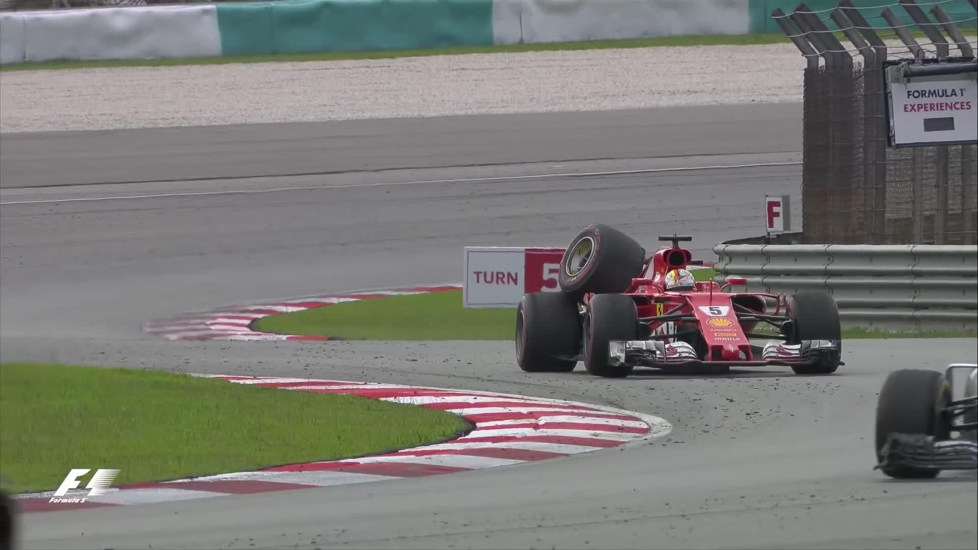 f1 2017  马来西亚站维特尔与斯特罗尔撞车