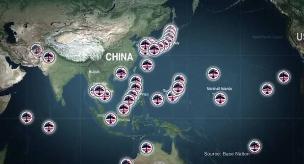 这是关于美军海外基地的全球分布图吗?