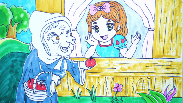 神笔简笔画 中外 b>童话故事白雪公主 /b>,儿童成人绘画马克笔教程