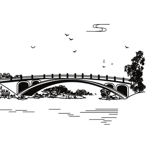 拱桥绘画图片