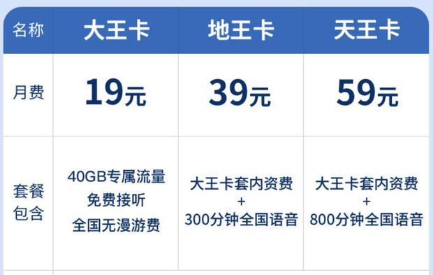 请问电信大王卡套餐一个月多少钱,含多少通话