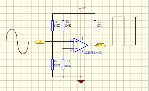 正弦波整形为方波,要设计好的电路图