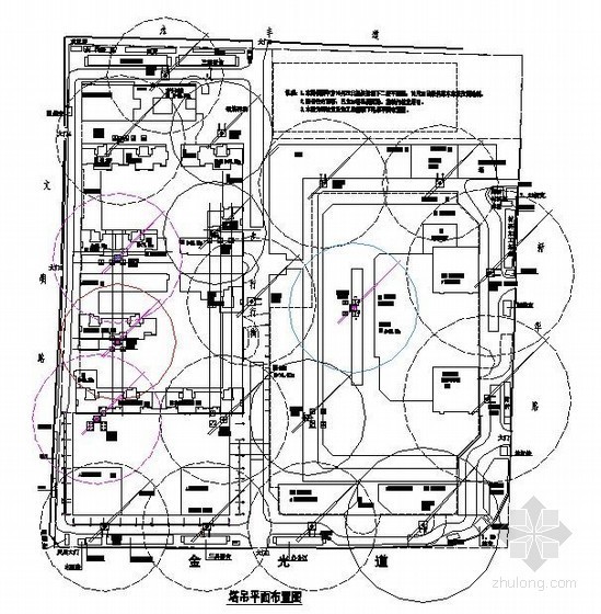 建筑施工总平面布置图中塔吊是如何布置的?