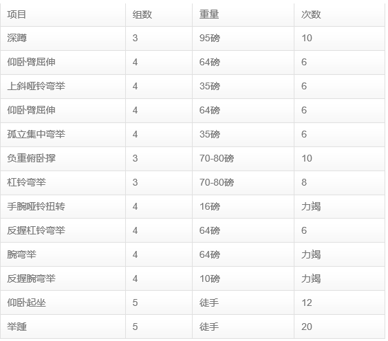 谁知道李小龙练肌肉力量的训练计划