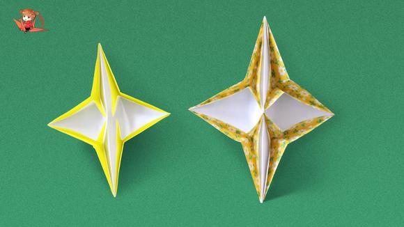 折纸:立体四角星星折纸教程,会发光哦!