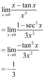 lim\/x趋向于0\/时'x-tanx'\/x的三次方求极限
