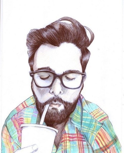 一个有胡子的大叔喝饮料的头像