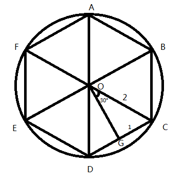 圆内接六边形abcdef的半径为2