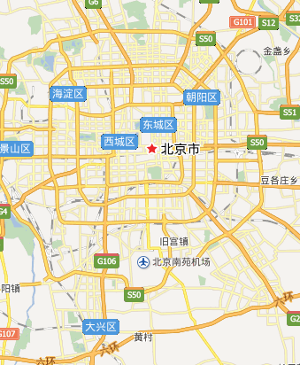 地图上北京的下方紧挨着的红色五角星是什么作用