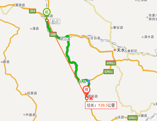 陇西火车站到陇南县西和镇多少公里