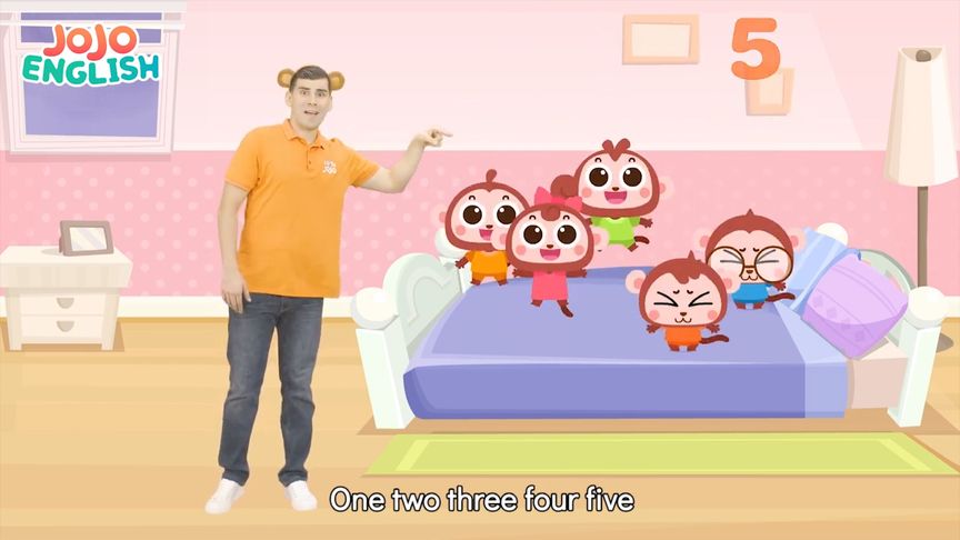 [图]《Five Little Monkeys》英语启蒙动画儿歌 Super JoJo English
