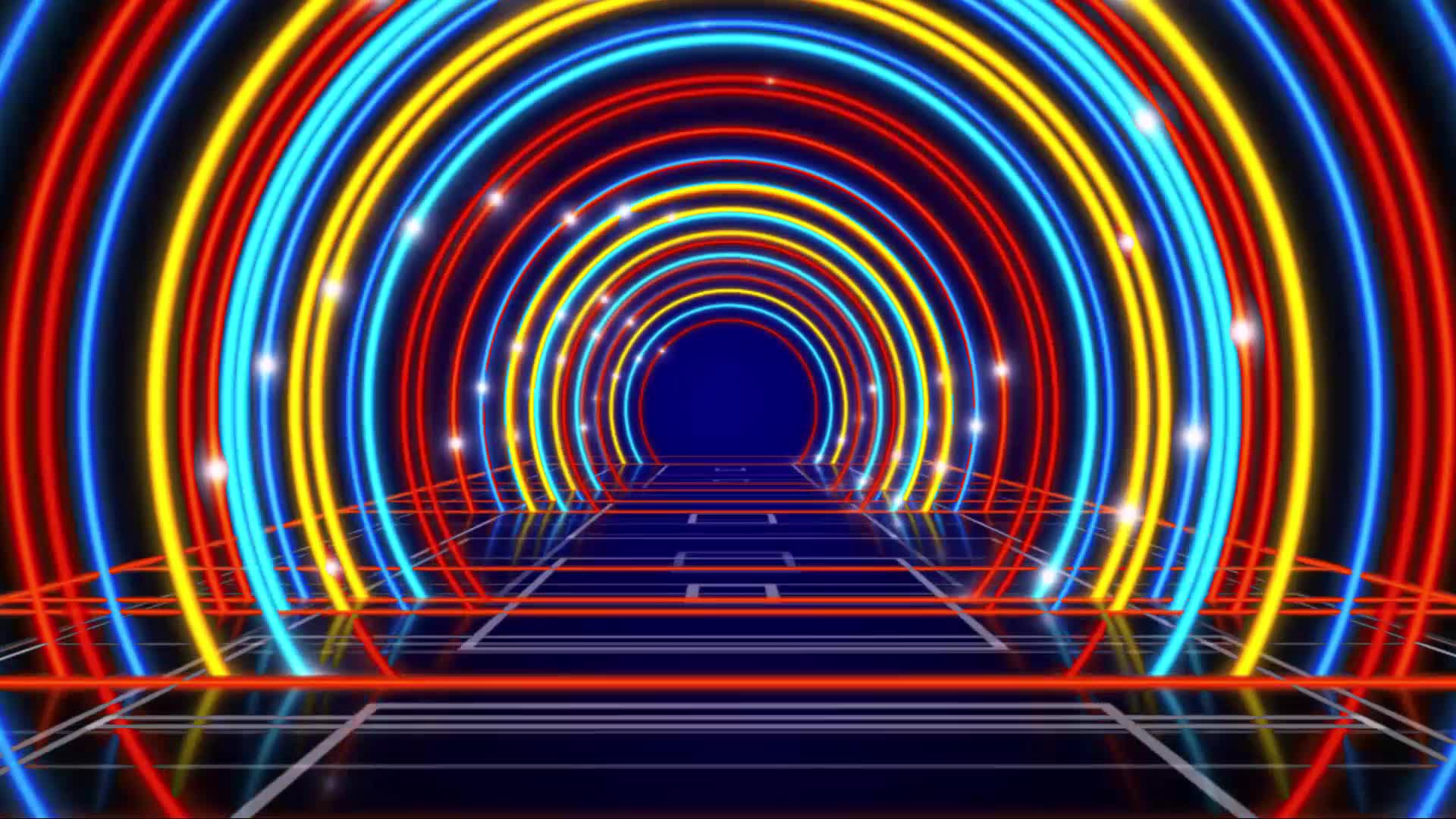 a 绚丽霓虹拱形线条光效粒子 动感舞台背景视频素材