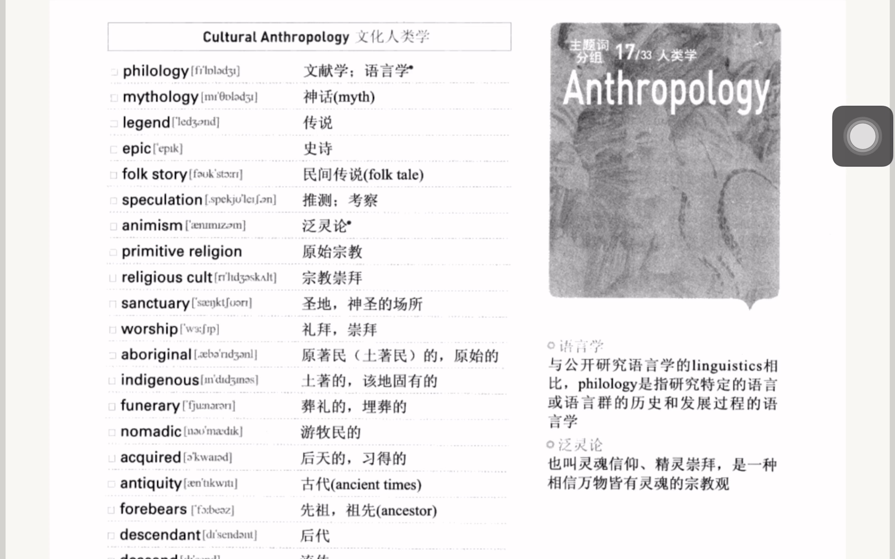 [图]《跟着小E背托福分类词汇》-017 Anthropology 人类学