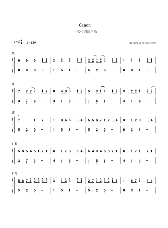 怎么能快速学会卡农钢琴曲,卡农钢琴曲教学简