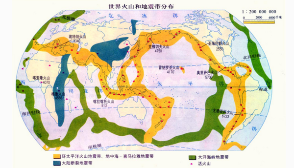 环太平洋地震带附近的板块:南极洲板块,大洋洲板块,加勒比板块,可可斯