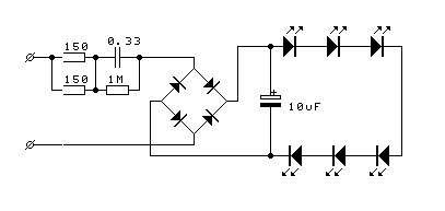 这样的电路就不要用限流电阻了,用阻容式降压就可以了,你可以把灯接成