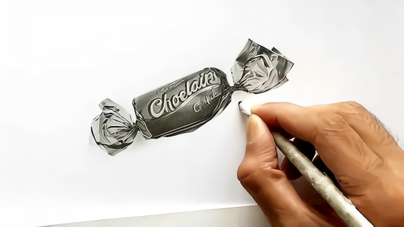 3d艺术-绘制一个逼真的 话梅糖壁画-写实绘画-铅笔绘画