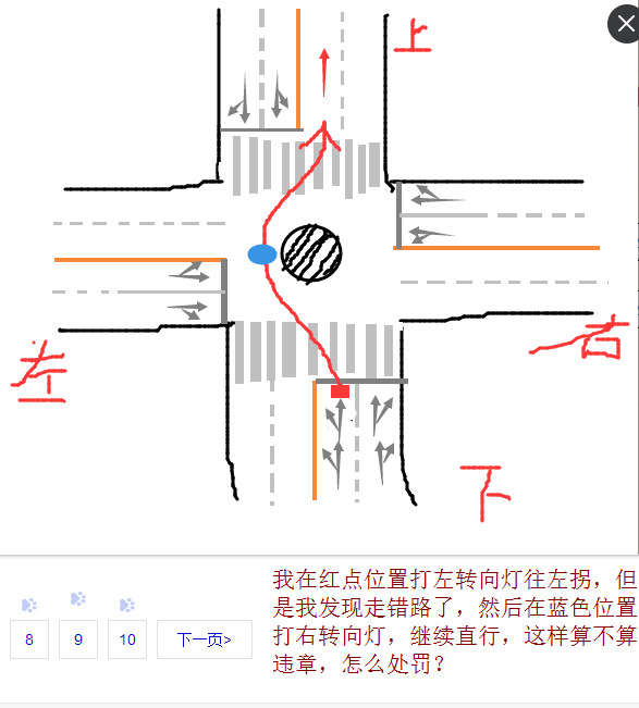 十字路口有监控,我左转弯转了一半,过了中心圈,然后又继续直行,算不算