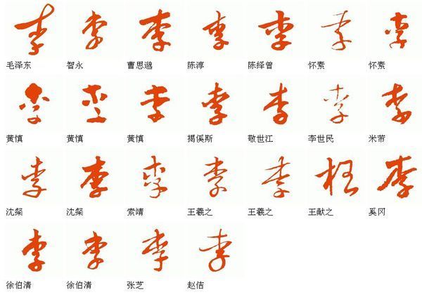 李字硬笔草书图片