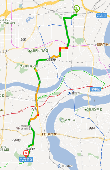 重庆北站距九龙坡区有多远?